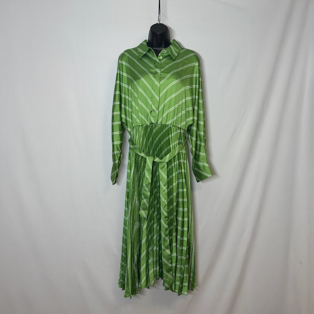 Mango (MNG) Green Long Sleeve Dolman Cowl Neck Dress (size: large)